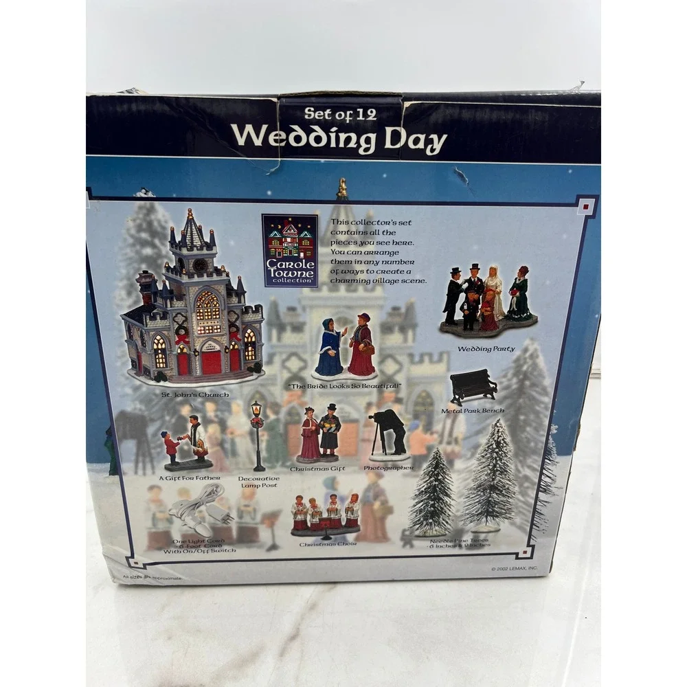 Lemax Carole Towne St John Church Wedding Set 2001 Christmas Village Lit Boxed